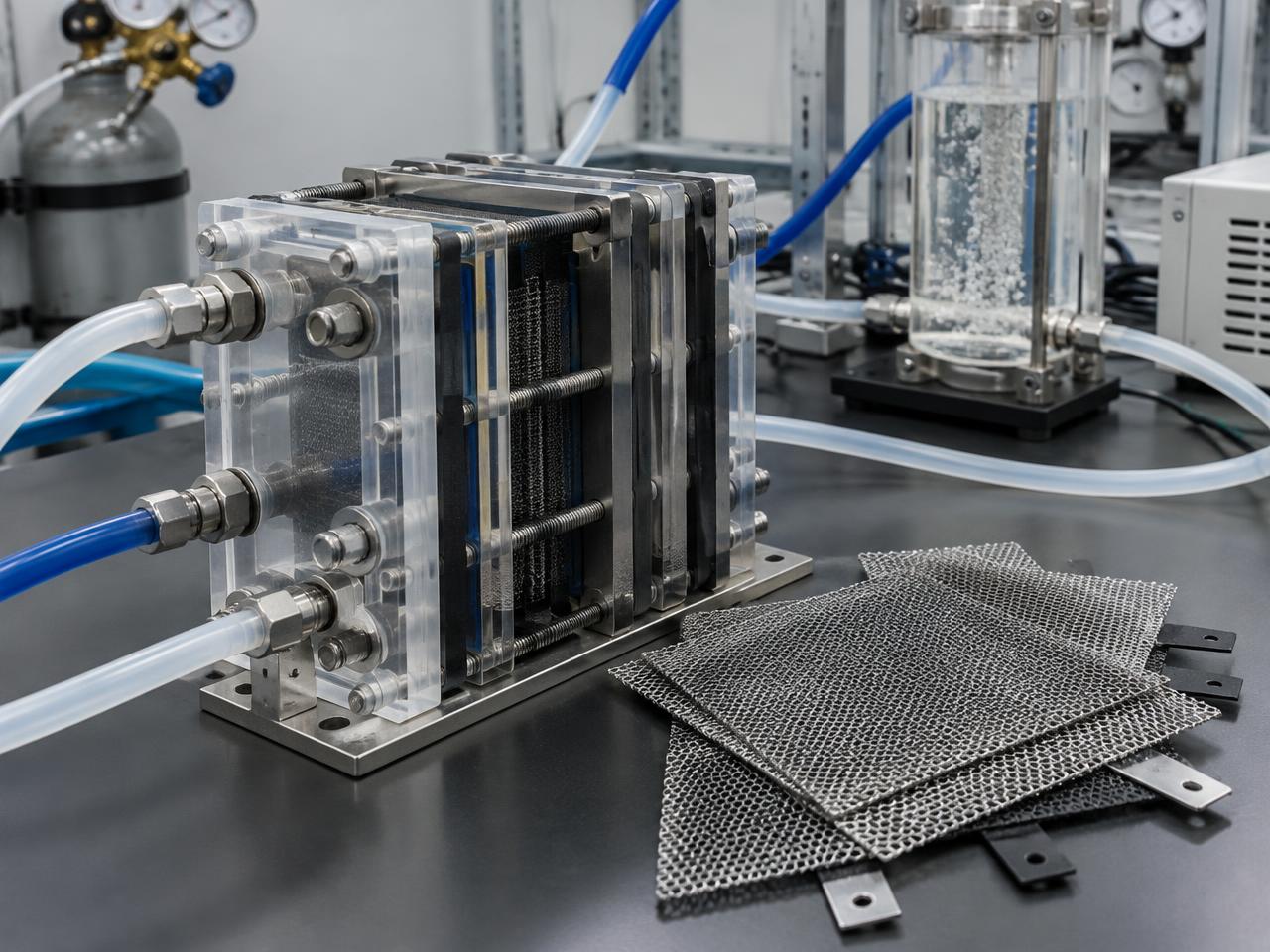 Electrolyzer stack and mesh electrodes